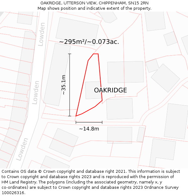 OAKRIDGE, UTTERSON VIEW, CHIPPENHAM, SN15 2RN: Plot and title map