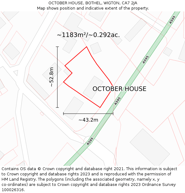 OCTOBER HOUSE, BOTHEL, WIGTON, CA7 2JA: Plot and title map