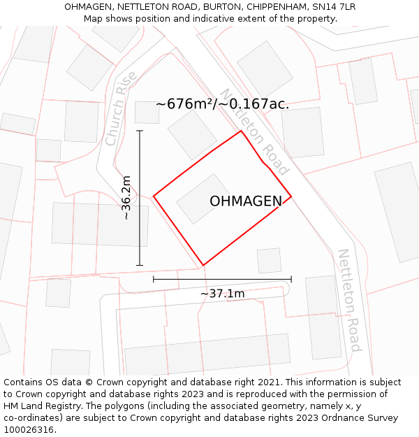 OHMAGEN, NETTLETON ROAD, BURTON, CHIPPENHAM, SN14 7LR: Plot and title map