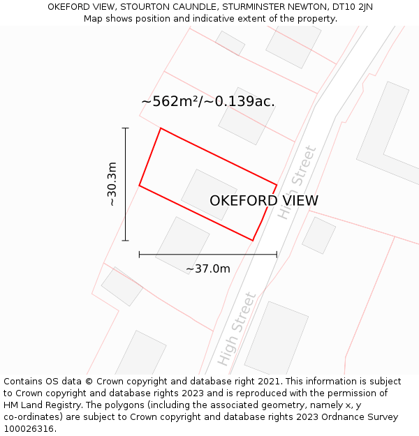 OKEFORD VIEW, STOURTON CAUNDLE, STURMINSTER NEWTON, DT10 2JN: Plot and title map