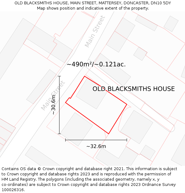 OLD BLACKSMITHS HOUSE, MAIN STREET, MATTERSEY, DONCASTER, DN10 5DY: Plot and title map