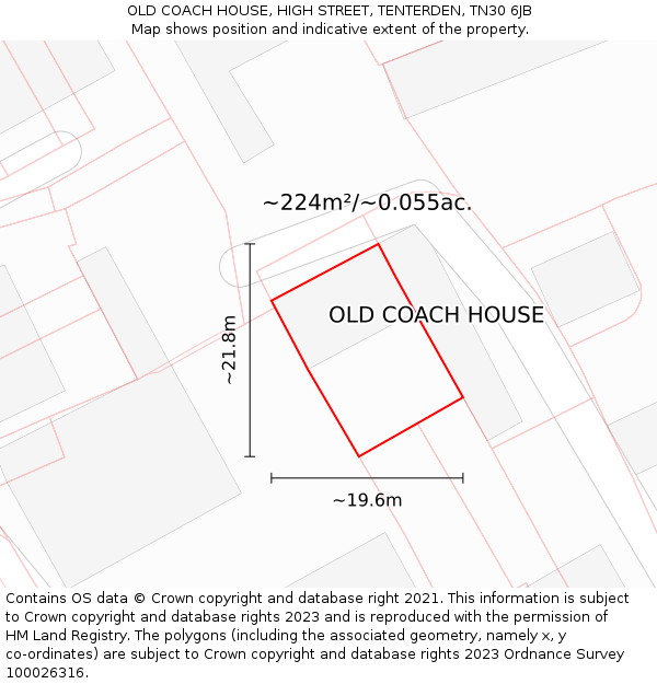 OLD COACH HOUSE, HIGH STREET, TENTERDEN, TN30 6JB: Plot and title map