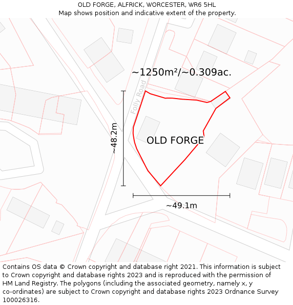 OLD FORGE, ALFRICK, WORCESTER, WR6 5HL: Plot and title map