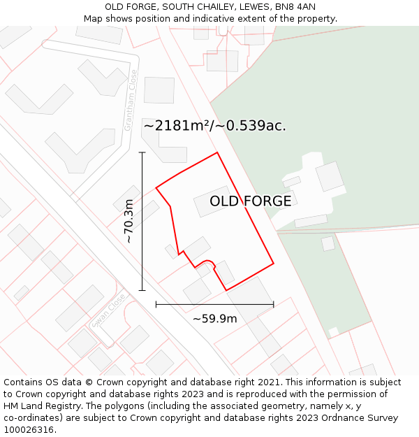 OLD FORGE, SOUTH CHAILEY, LEWES, BN8 4AN: Plot and title map