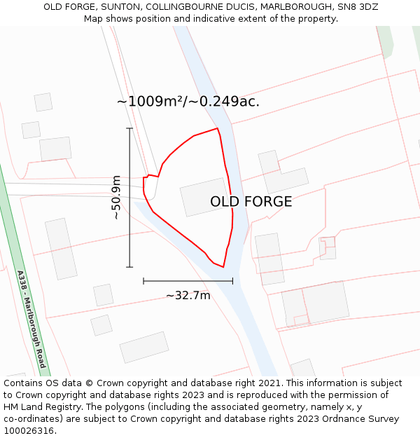 OLD FORGE, SUNTON, COLLINGBOURNE DUCIS, MARLBOROUGH, SN8 3DZ: Plot and title map