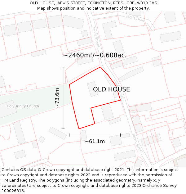 OLD HOUSE, JARVIS STREET, ECKINGTON, PERSHORE, WR10 3AS: Plot and title map