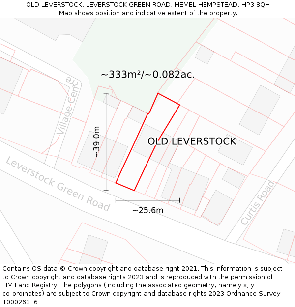 OLD LEVERSTOCK, LEVERSTOCK GREEN ROAD, HEMEL HEMPSTEAD, HP3 8QH: Plot and title map