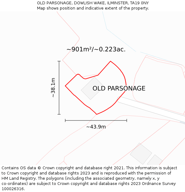 OLD PARSONAGE, DOWLISH WAKE, ILMINSTER, TA19 0NY: Plot and title map