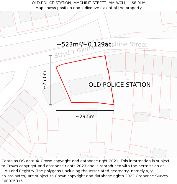 OLD POLICE STATION, MACHINE STREET, AMLWCH, LL68 9HA: Plot and title map