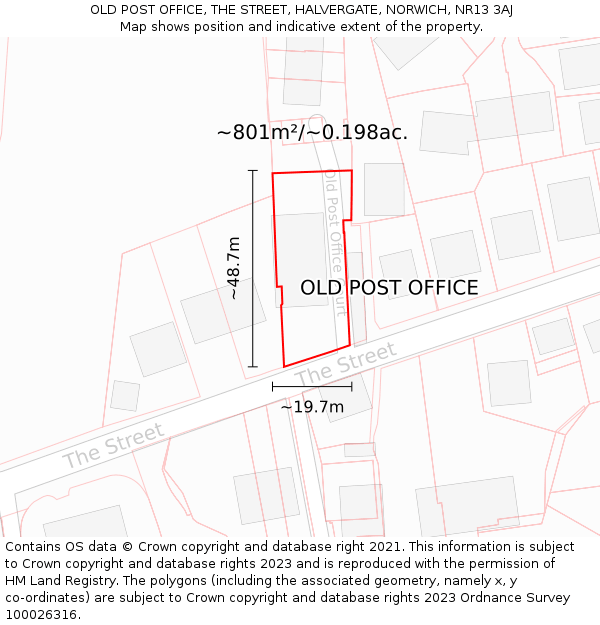 OLD POST OFFICE, THE STREET, HALVERGATE, NORWICH, NR13 3AJ: Plot and title map