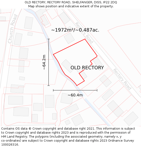 OLD RECTORY, RECTORY ROAD, SHELFANGER, DISS, IP22 2DQ: Plot and title map