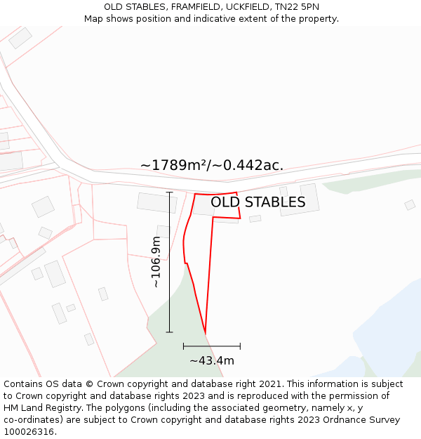 OLD STABLES, FRAMFIELD, UCKFIELD, TN22 5PN: Plot and title map
