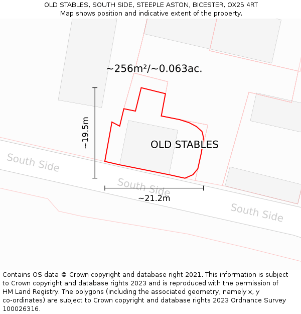 OLD STABLES, SOUTH SIDE, STEEPLE ASTON, BICESTER, OX25 4RT: Plot and title map