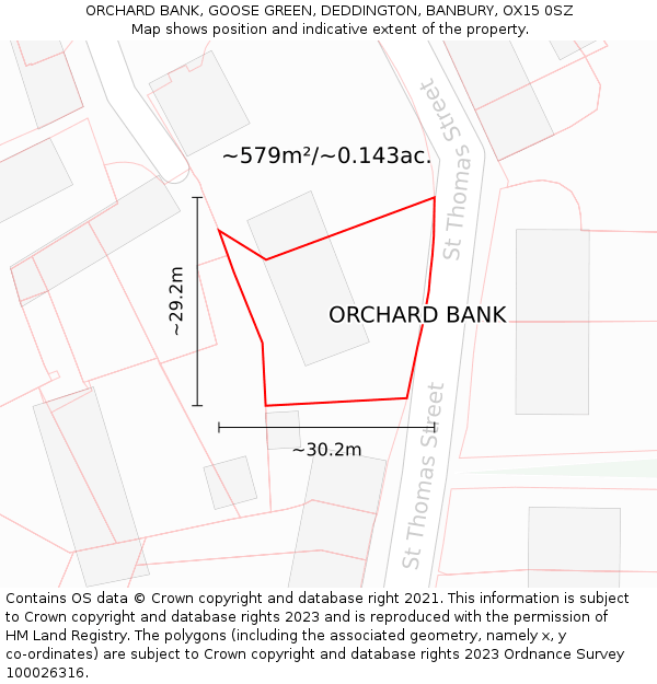 ORCHARD BANK, GOOSE GREEN, DEDDINGTON, BANBURY, OX15 0SZ: Plot and title map