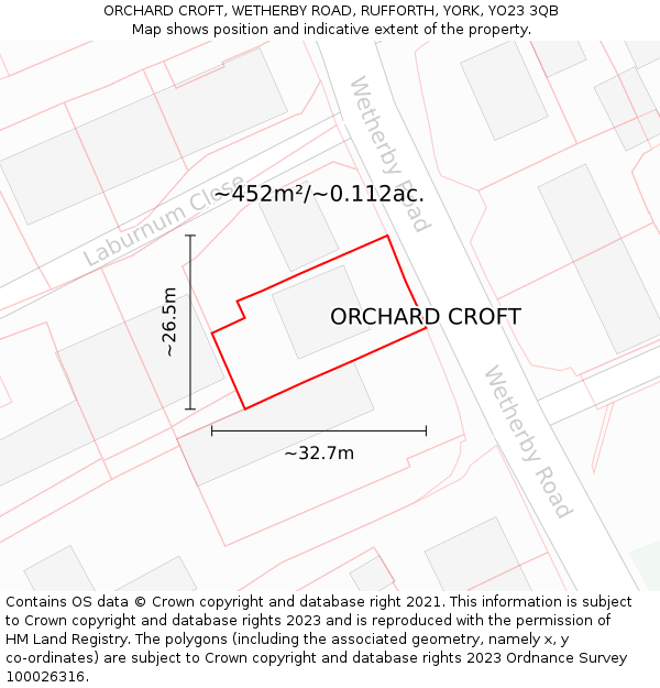 ORCHARD CROFT, WETHERBY ROAD, RUFFORTH, YORK, YO23 3QB: Plot and title map