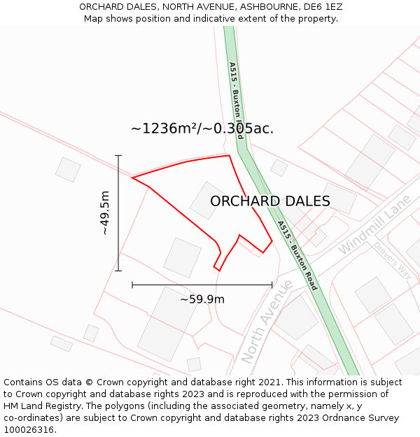 ORCHARD DALES, NORTH AVENUE, ASHBOURNE, DE6 1EZ: Plot and title map