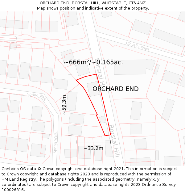 ORCHARD END, BORSTAL HILL, WHITSTABLE, CT5 4NZ: Plot and title map