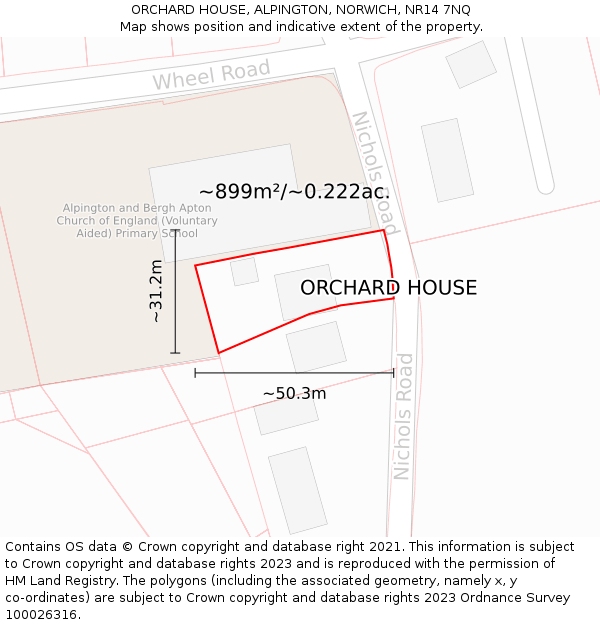 ORCHARD HOUSE, ALPINGTON, NORWICH, NR14 7NQ: Plot and title map