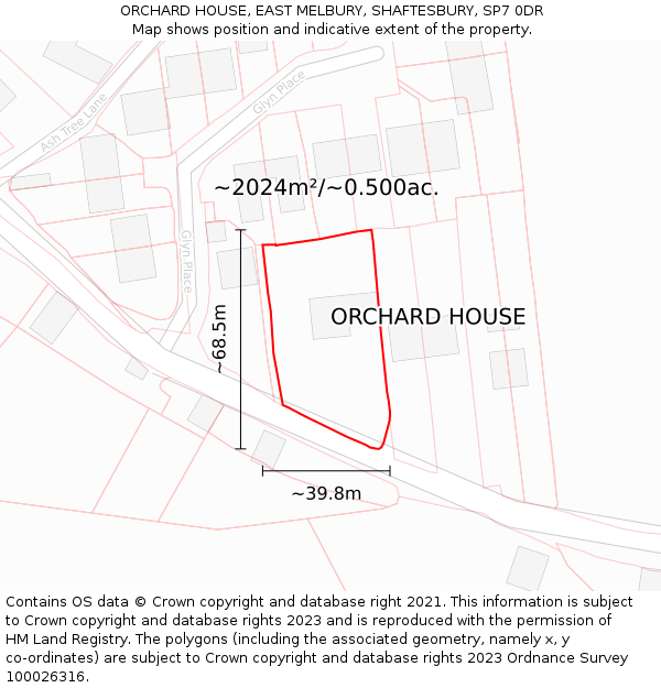 ORCHARD HOUSE, EAST MELBURY, SHAFTESBURY, SP7 0DR: Plot and title map