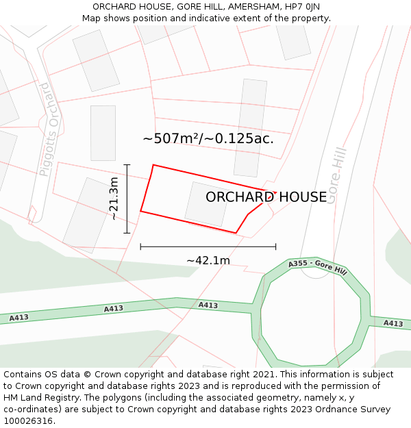 ORCHARD HOUSE, GORE HILL, AMERSHAM, HP7 0JN: Plot and title map