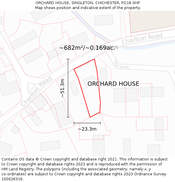 ORCHARD HOUSE, SINGLETON, CHICHESTER, PO18 0HP: Plot and title map