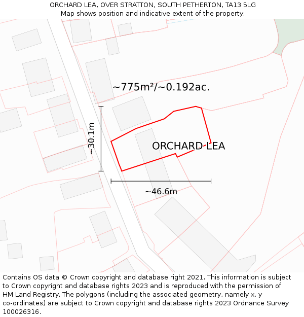 ORCHARD LEA, OVER STRATTON, SOUTH PETHERTON, TA13 5LG: Plot and title map