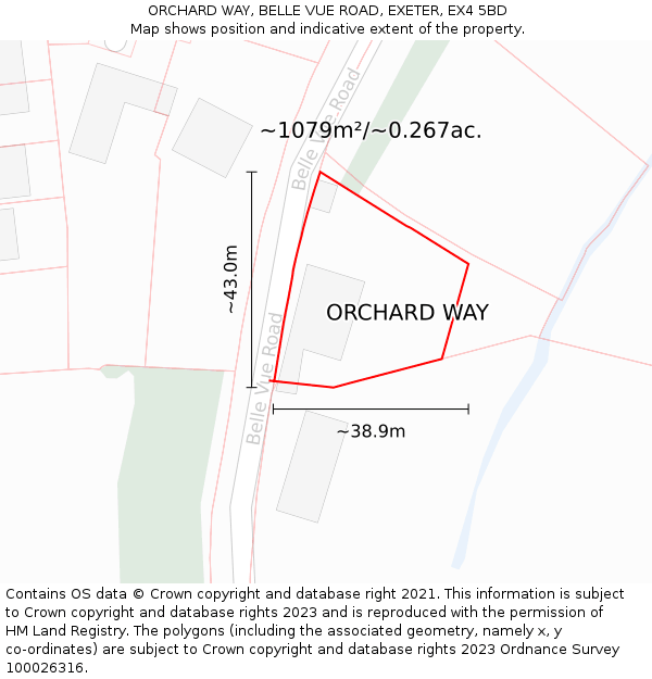 ORCHARD WAY, BELLE VUE ROAD, EXETER, EX4 5BD: Plot and title map