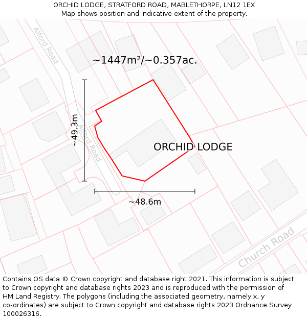 ORCHID LODGE, STRATFORD ROAD, MABLETHORPE, LN12 1EX: Plot and title map