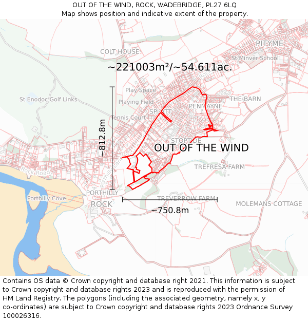 OUT OF THE WIND, ROCK, WADEBRIDGE, PL27 6LQ: Plot and title map