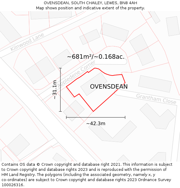 OVENSDEAN, SOUTH CHAILEY, LEWES, BN8 4AH: Plot and title map