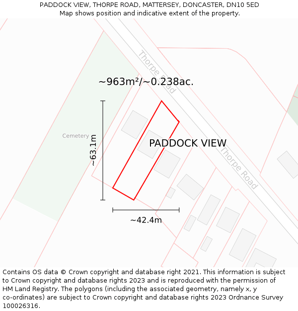 PADDOCK VIEW, THORPE ROAD, MATTERSEY, DONCASTER, DN10 5ED: Plot and title map