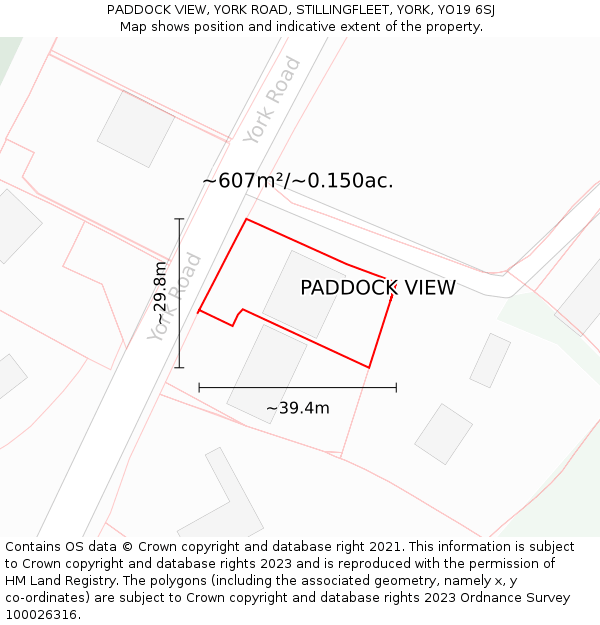 PADDOCK VIEW, YORK ROAD, STILLINGFLEET, YORK, YO19 6SJ: Plot and title map