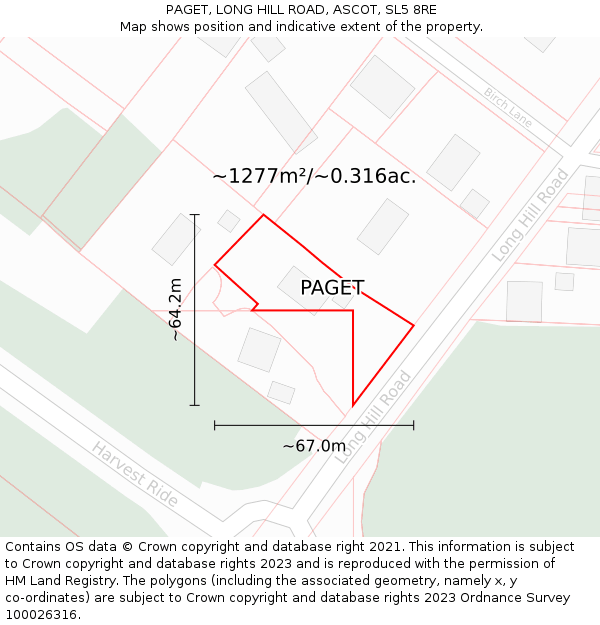 PAGET, LONG HILL ROAD, ASCOT, SL5 8RE: Plot and title map