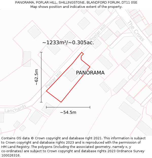 PANORAMA, POPLAR HILL, SHILLINGSTONE, BLANDFORD FORUM, DT11 0SE: Plot and title map