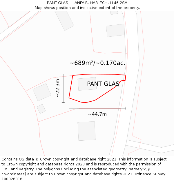 PANT GLAS, LLANFAIR, HARLECH, LL46 2SA: Plot and title map