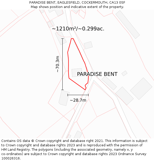PARADISE BENT, EAGLESFIELD, COCKERMOUTH, CA13 0SF: Plot and title map