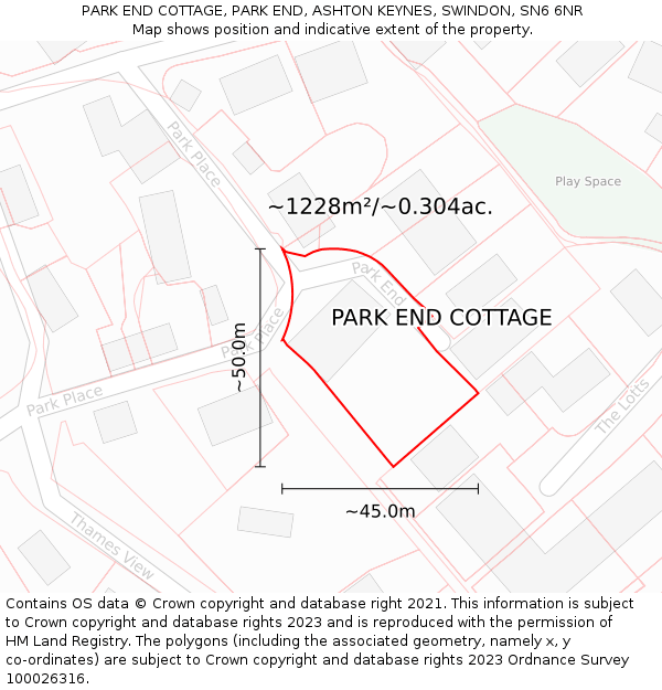 PARK END COTTAGE, PARK END, ASHTON KEYNES, SWINDON, SN6 6NR: Plot and title map