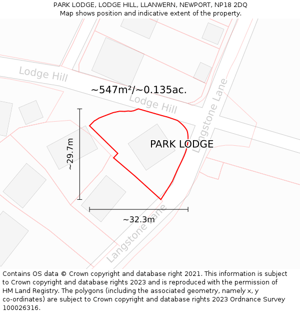 PARK LODGE, LODGE HILL, LLANWERN, NEWPORT, NP18 2DQ: Plot and title map