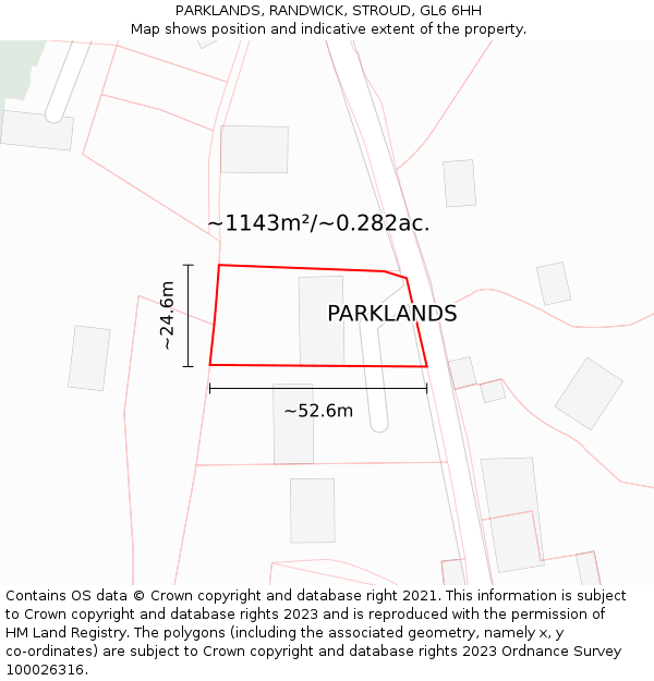 PARKLANDS, RANDWICK, STROUD, GL6 6HH: Plot and title map