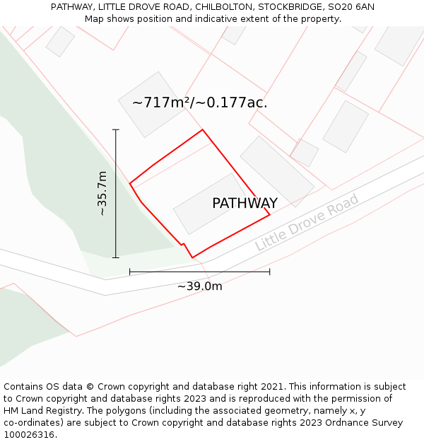 PATHWAY, LITTLE DROVE ROAD, CHILBOLTON, STOCKBRIDGE, SO20 6AN: Plot and title map