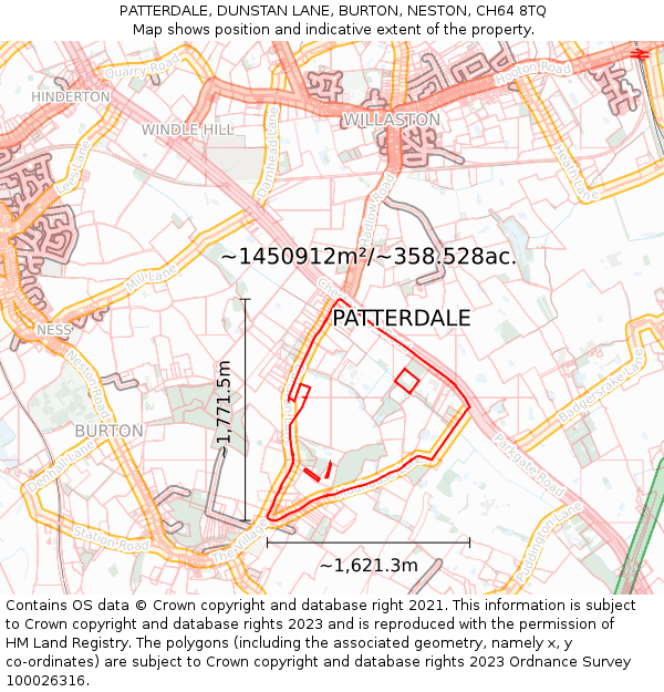 PATTERDALE, DUNSTAN LANE, BURTON, NESTON, CH64 8TQ: Plot and title map