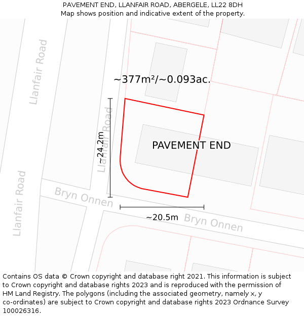 PAVEMENT END, LLANFAIR ROAD, ABERGELE, LL22 8DH: Plot and title map