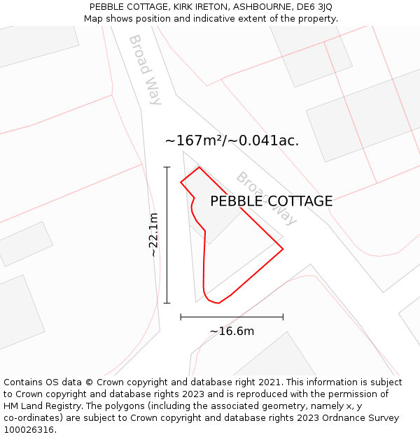PEBBLE COTTAGE, KIRK IRETON, ASHBOURNE, DE6 3JQ: Plot and title map
