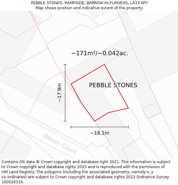 PEBBLE STONES, RAMPSIDE, BARROW-IN-FURNESS, LA13 0PY: Plot and title map