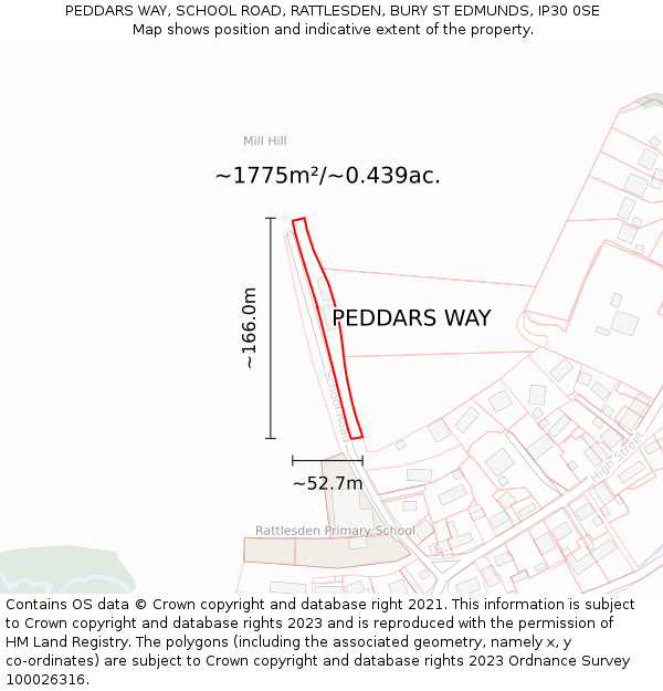 PEDDARS WAY, SCHOOL ROAD, RATTLESDEN, BURY ST EDMUNDS, IP30 0SE: Plot and title map