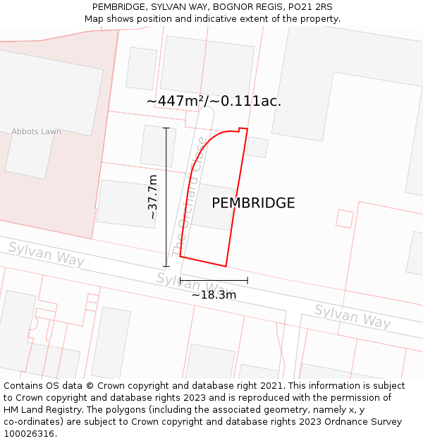 PEMBRIDGE, SYLVAN WAY, BOGNOR REGIS, PO21 2RS: Plot and title map