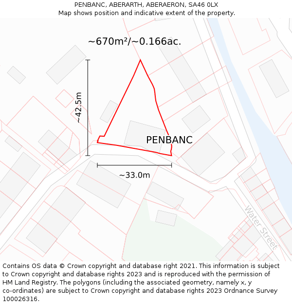 PENBANC, ABERARTH, ABERAERON, SA46 0LX: Plot and title map