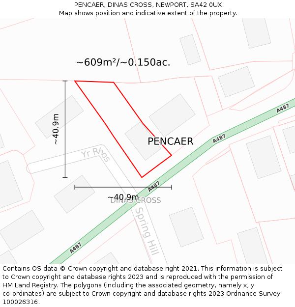 PENCAER, DINAS CROSS, NEWPORT, SA42 0UX: Plot and title map