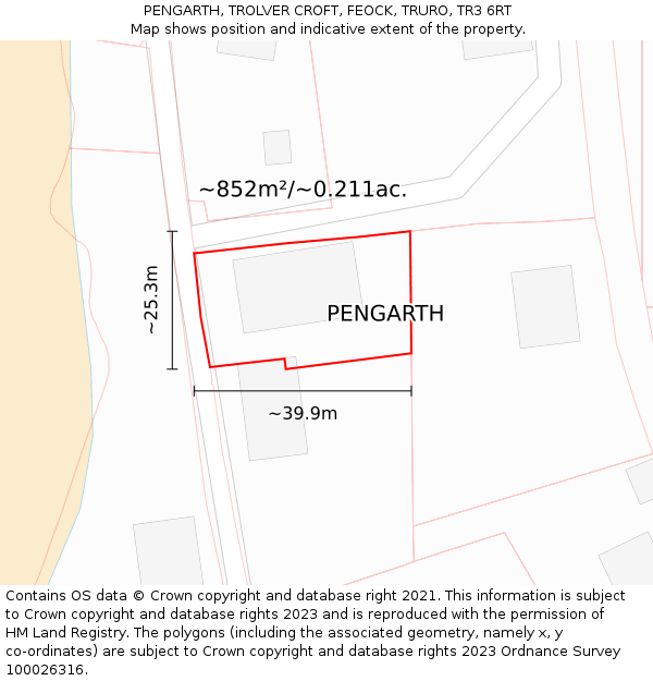 PENGARTH, TROLVER CROFT, FEOCK, TRURO, TR3 6RT: Plot and title map