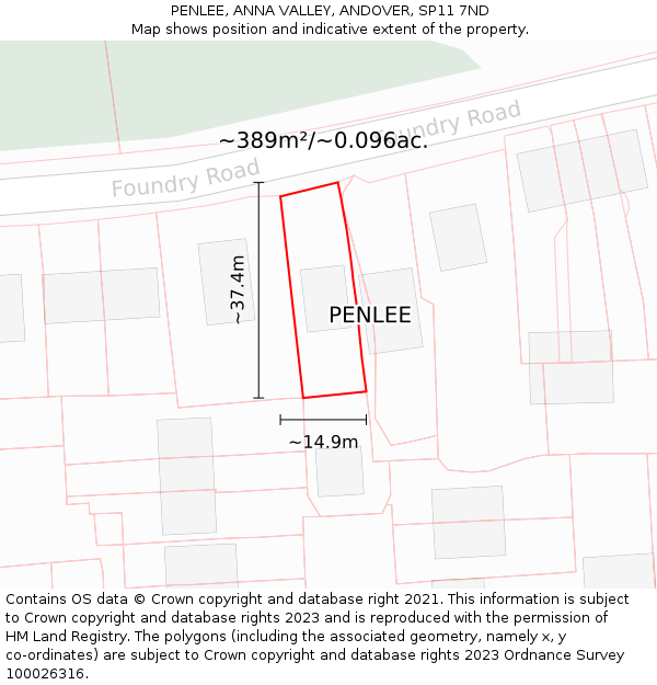 PENLEE, ANNA VALLEY, ANDOVER, SP11 7ND: Plot and title map